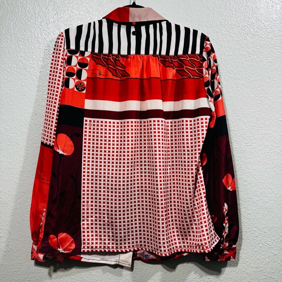 Tory Burch Silk Abstract Multicolor Patterned Top Size 6 - Picture 6 of 12